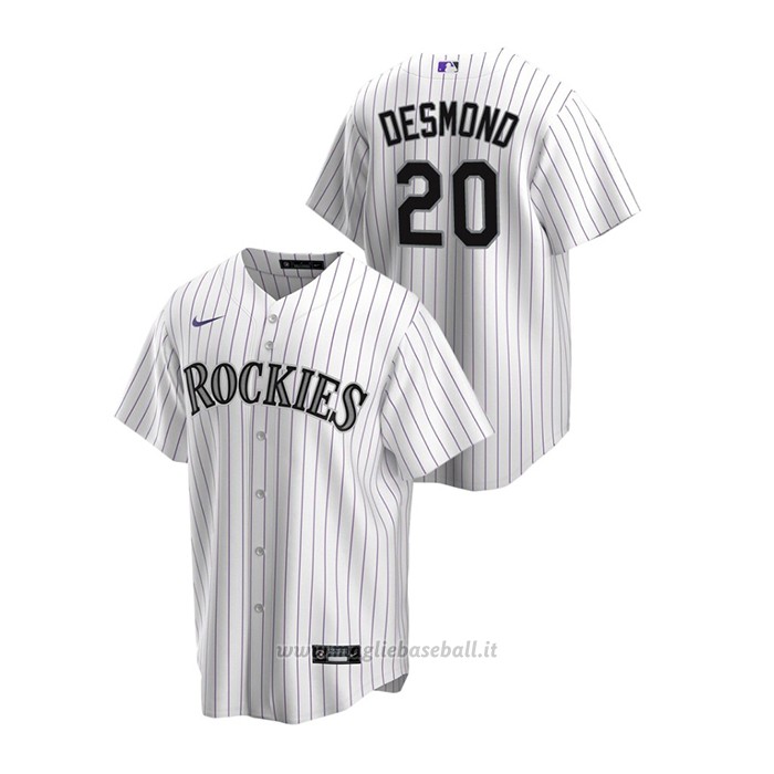 Maglia Baseball Uomo Colorado Rockies Ian Desmond Replica Primera Bianco